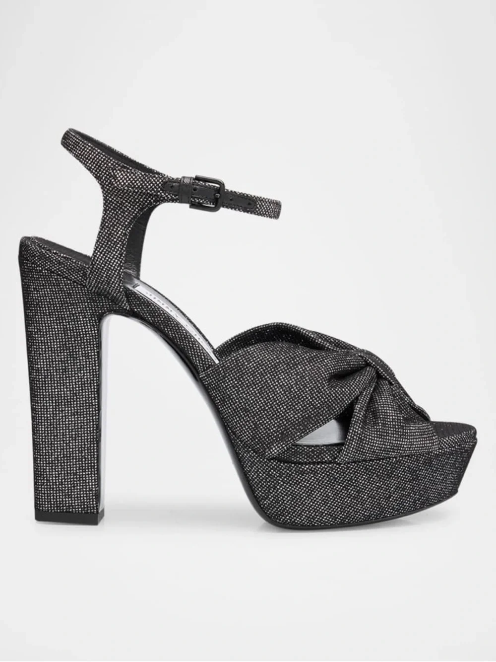 Jimmy Choo Heloise 120 Glitter Knot Platform Sandals Black NWT Size 39.5